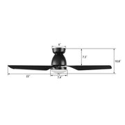 Carro Kensee 44in Flush Smart Ceiling Fan | Black ABS Blades with Integrated LED | Living Room & Bedroom | 44 x 44 x 11 in | Model SFR443N5-L12-B2-1-FM