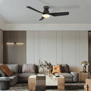 Carro Kensee 44in Flush Smart Ceiling Fan | Black ABS Blades with Integrated LED | Living Room & Bedroom | 44 x 44 x 11 in | Model SFR443N5-L12-B2-1-FM