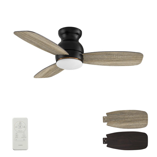 Carro Trento 44in Flush Smart Ceiling Fan | Black Barnwood Plywood Blades with Integrated LED | Indoor & Covered Patio | 44 x | Model SFR443Q-L12-BG-1-FM