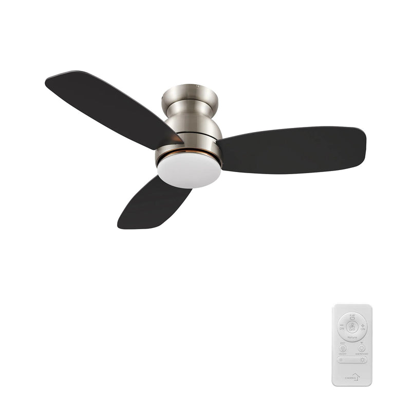 Carro Trento 44in 3-Blade Flush Smart Ceiling Fan | Brushed Nickel Plywood Blades and Integrated 4000K LED | Living Room & | Model SFR443Q-L12-S2-1-FM