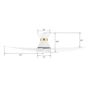 Carro Ryatt 45in 3-Blade Flush Smart Ceiling Fan | Modern White Gold ABS and Integrated LED | Bedroom & Living Room | 10.6 x | Model SFR453V-L12-W1-1-FMA