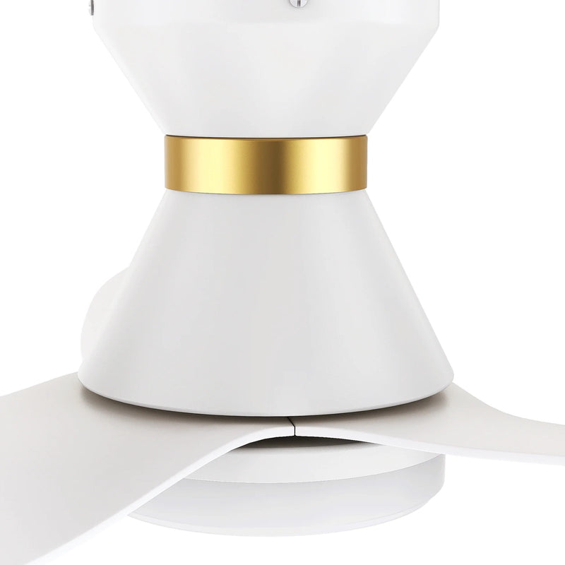 Carro Ryatt 45in 3-Blade Flush Smart Ceiling Fan | Modern White Gold ABS and Integrated LED | Bedroom & Living Room | 10.6 x | Model SFR453V-L12-W1-1-FMA