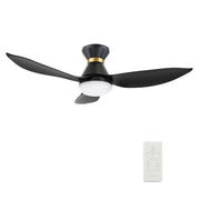 Carro Ryatt 45in 3-Blade Flush Smart Ceiling Fan | Modern Black Gold ABS and Integrated LED | Bedroom & Small Living Room | Model SFR453V-L22-B2-1-FMA