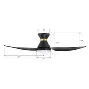 Carro Ryatt 45in 3-Blade Flush Smart Ceiling Fan | Modern Black Gold ABS and Integrated LED | Bedroom & Small Living Room | Model SFR453V-L22-B2-1-FMA