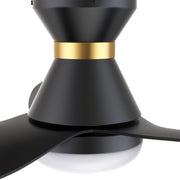 Carro Ryatt 45in 3-Blade Flush Smart Ceiling Fan | Modern Black Gold ABS and Integrated LED | Bedroom & Small Living Room | Model SFR453V-L22-B2-1-FMA
