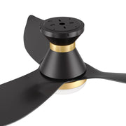 Carro Ryatt 45in 3-Blade Flush Smart Ceiling Fan | Modern Black Gold ABS and Integrated LED | Bedroom & Small Living Room | Model SFR453V-L22-B2-1-FMA