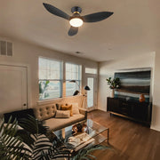 Carro Ryatt 45in 3-Blade Flush Smart Ceiling Fan | Modern Black Gold ABS and Integrated LED | Bedroom & Small Living Room | Model SFR453V-L22-B2-1-FMA