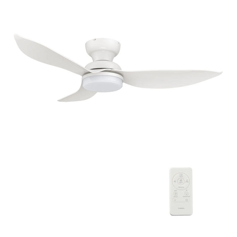 Carro Upton 45in 3-Blade Flush Smart Ceiling Fan | Modern White ABS and Integrated LED | Living Room & Bedroom | 45 x 45 x | Model SFR453V1-L12-W1-1-FM
