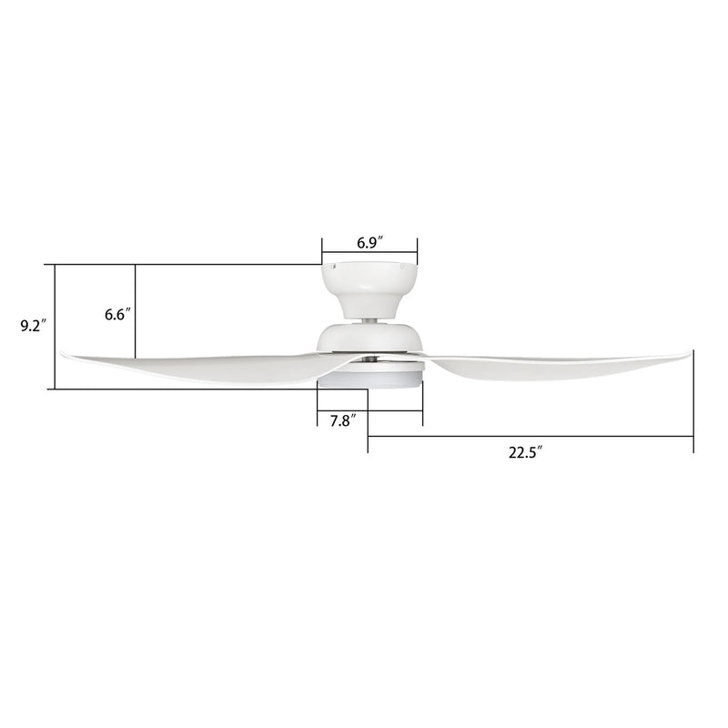 Carro Upton 45in 3-Blade Flush Smart Ceiling Fan | Modern White ABS and Integrated LED | Living Room & Bedroom | 45 x 45 x | Model SFR453V1-L12-W1-1-FM