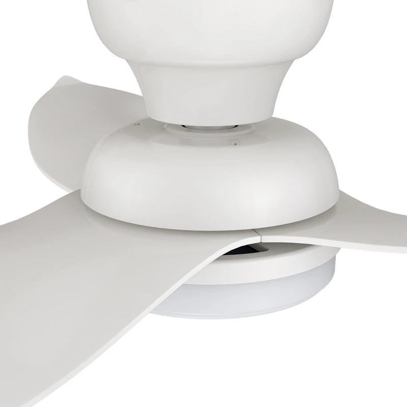 Carro Upton 45in 3-Blade Flush Smart Ceiling Fan | Modern White ABS and Integrated LED | Living Room & Bedroom | 45 x 45 x | Model SFR453V1-L12-W1-1-FM