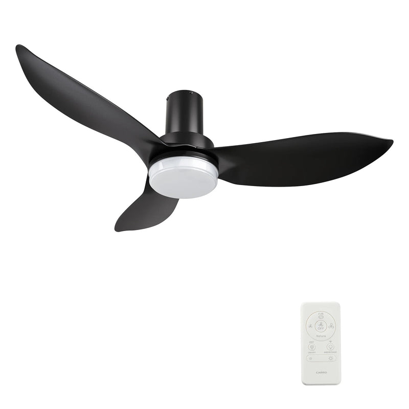 Carro Ryna 45in 3-Blade Flush Smart Ceiling Fan | Modern Black ABS and Integrated LED | Living Room & Bedroom | 45 x 45 x | Model SFR453V2-L12-B2-1-FM