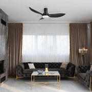 Carro Ryna 45in 3-Blade Flush Smart Ceiling Fan | Modern Black ABS and Integrated LED | Living Room & Bedroom | 45 x 45 x | Model SFR453V2-L12-B2-1-FM