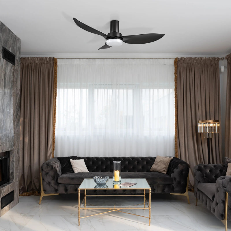 Carro Ryna 45in 3-Blade Flush Smart Ceiling Fan | Modern Black ABS and Integrated LED | Living Room & Bedroom | 45 x 45 x | Model SFR453V2-L12-B2-1-FM