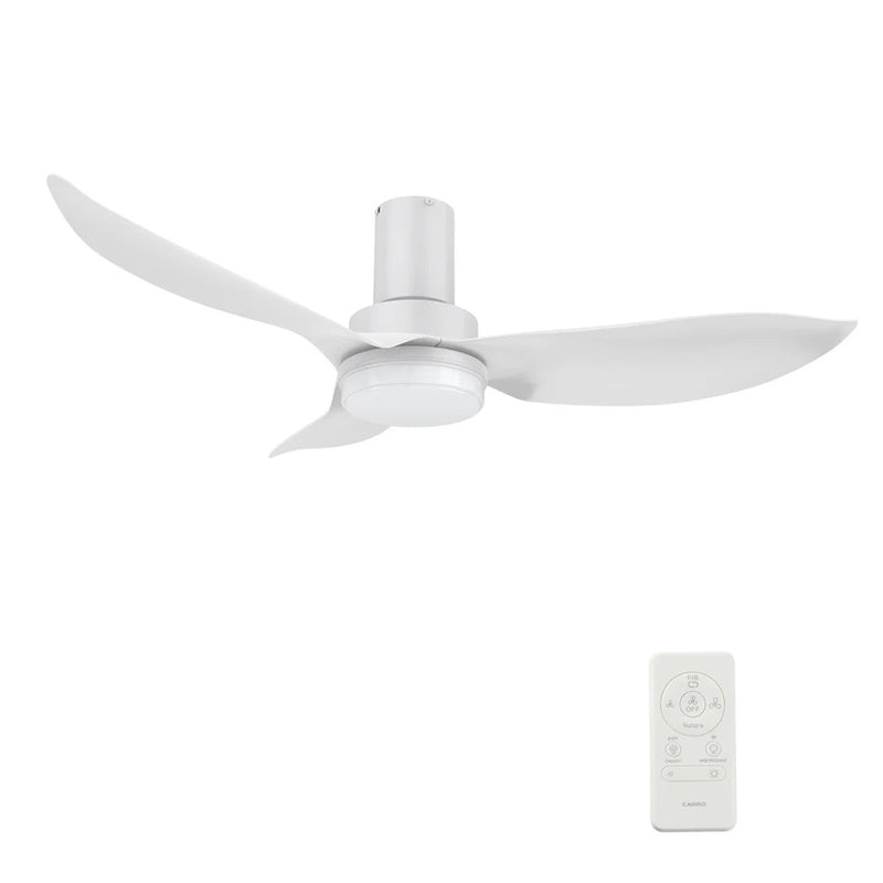 Carro Ryna 45in 3-Blade Flush Smart Ceiling Fan | Modern White ABS and Integrated LED | Bedroom & Living Room | 11.2 x 45 x | Model SFR453V2-L12-W1-1-FM