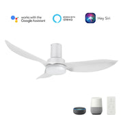 Carro Ryna 45in 3-Blade Flush Smart Ceiling Fan | Modern White ABS and Integrated LED | Bedroom & Living Room | 11.2 x 45 x | Model SFR453V2-L12-W1-1-FM