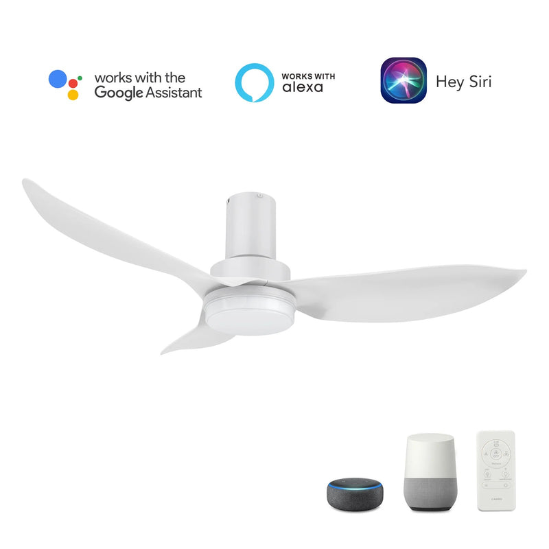 Carro Ryna 45in 3-Blade Flush Smart Ceiling Fan | Modern White ABS and Integrated LED | Bedroom & Living Room | 11.2 x 45 x | Model SFR453V2-L12-W1-1-FM