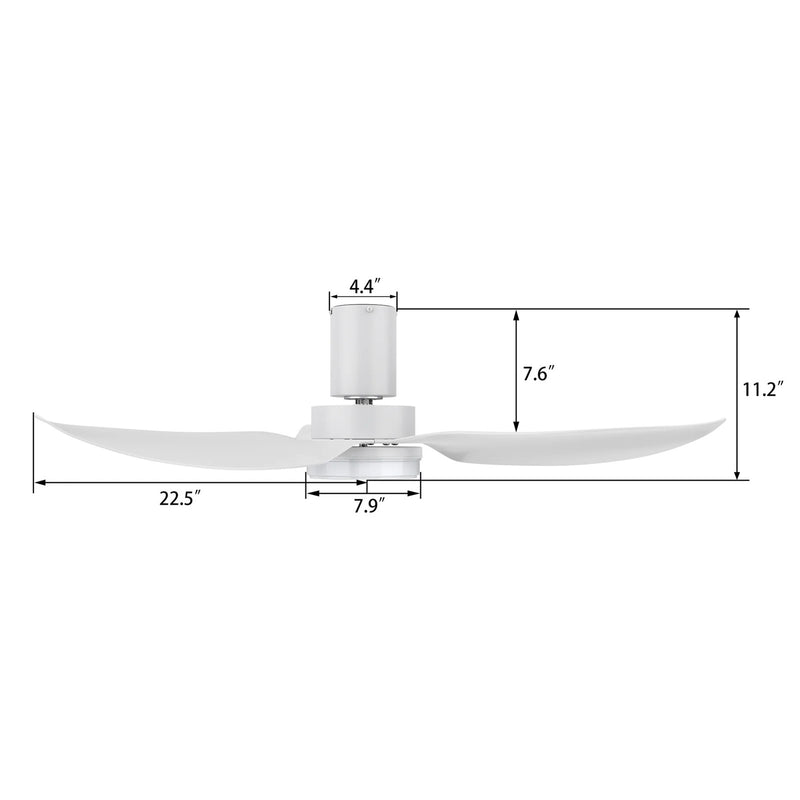 Carro Ryna 45in 3-Blade Flush Smart Ceiling Fan | Modern White ABS and Integrated LED | Bedroom & Living Room | 11.2 x 45 x | Model SFR453V2-L12-W1-1-FM