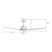 Carro Calen 48in 3-Blade Smart Ceiling Fan | Modern White Plywood Blades | Living Room & Covered Patio | 48 x 48 x 13.2 in, Damp | Model SFR483J3-L11-W1-1