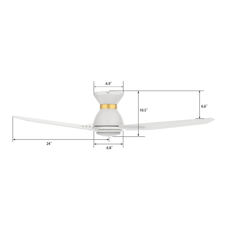Carro Calen 48in 3-Blade Smart Ceiling Fan | White Gold Plywood Blades | Living Room & Covered Patio | 48 x 48 x 10.4 in | Model SFR483J3-L11-W1-1-FMA