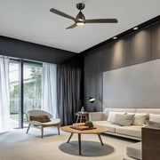 Carro Akron 48in 3-Blade Smart Ceiling Fan | Black Solid Wood Blades | Living Room & Covered Patio | 48 x 48 x 14.4 in, Angled | Model SFR483N3-L11-BM3-1