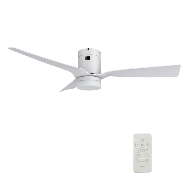 Carro Spezia 48in 3-Blade Smart Ceiling Fan | White Glass Fiber Blades | Living Room & Covered Patio | 48 x 48 x 11.3 in | Model SFR483P-L12-W1-1-FM