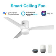 Carro Spezia 48in 3-Blade Smart Ceiling Fan | White Glass Fiber Blades | Living Room & Covered Patio | 48 x 48 x 11.3 in | Model SFR483P-L12-W1-1-FM