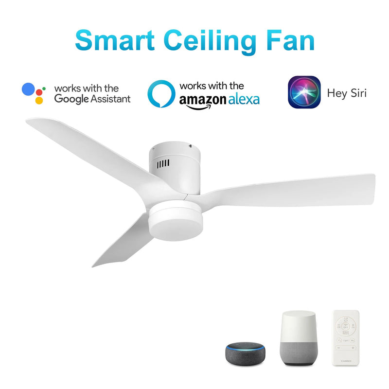 Carro Spezia 48in 3-Blade Smart Ceiling Fan | White Glass Fiber Blades | Living Room & Covered Patio | 48 x 48 x 11.3 in | Model SFR483P-L12-W1-1-FM