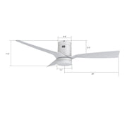 Carro Spezia 48in 3-Blade Smart Ceiling Fan | White Glass Fiber Blades | Living Room & Covered Patio | 48 x 48 x 11.3 in | Model SFR483P-L12-W1-1-FM
