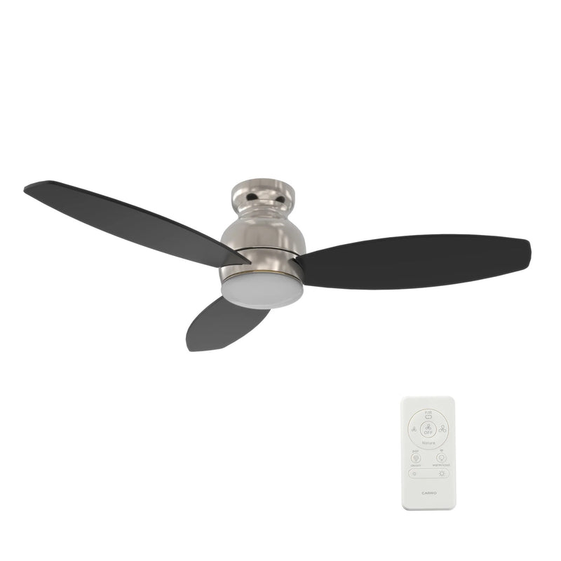 Carro Trento 48in 3-Blade Smart Ceiling Fan | Brushed Nickel Motor and Black Plywood Blades | Living Room & Covered Patio | 48 | Model SFR483Q-L12-S2-1-FM