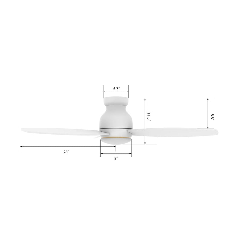 Carro Trento 48in 3-Blade Smart Ceiling Fan | White Motor and White Plywood Blades | Living Room & Covered Patio | 48 x 48 x | Model SFR483Q-L12-W1-1-FM