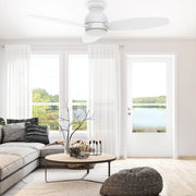 Carro Trento 48in 3-Blade Smart Ceiling Fan | White Motor and White Plywood Blades | Living Room & Covered Patio | 48 x 48 x | Model SFR483Q-L12-W1-1-FM