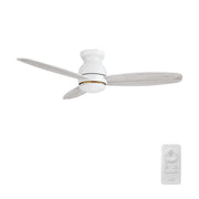 Carro Trento 48in 3-Blade Flush Mount Smart Ceiling Fan | Tropical White Whitewashed Plywood Blades | Living Room & Covered | Model SFR483Q-L12-WP-1-FM