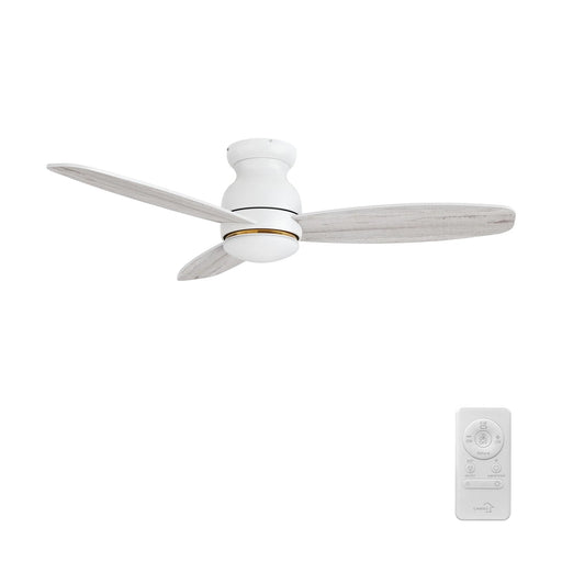 Carro Trento 48in 3-Blade Flush Mount Smart Ceiling Fan | Tropical White Whitewashed Plywood Blades | Living Room & Covered | Model SFR483Q-L12-WP-1-FM