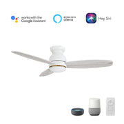Carro Trento 48in 3-Blade Flush Mount Smart Ceiling Fan | Tropical White Whitewashed Plywood Blades | Living Room & Covered | Model SFR483Q-L12-WP-1-FM