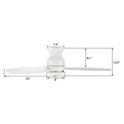 Carro Trento 48in 3-Blade Flush Mount Smart Ceiling Fan | Tropical White Whitewashed Plywood Blades | Living Room & Covered | Model SFR483Q-L12-WP-1-FM