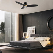 Carro Fremont 48in 3-Blade Flush Smart Ceiling Fan | Modern Black Gold and Plywood | Living Room & Covered Patio | 48 x 48 x | Model SFR483Q5-L12-B2-1-FMA