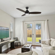Carro Fremont 48in 3-Blade Smart Ceiling Fan | Modern Black Barnwood Plywood | Living Room & Covered Patio | 48 x 48 x 14.6 in | Model SFR483Q5-L12-BG-1