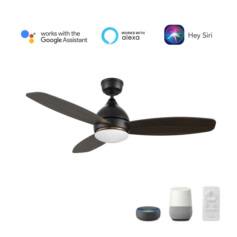 Carro Hobart 48in 3-Blade Smart Ceiling Fan | Modern Black Barnwood Plywood | Living Room & Covered Patio | 48 x 48 x 16.5 in | Model SFR483Q6-L12-BG-1