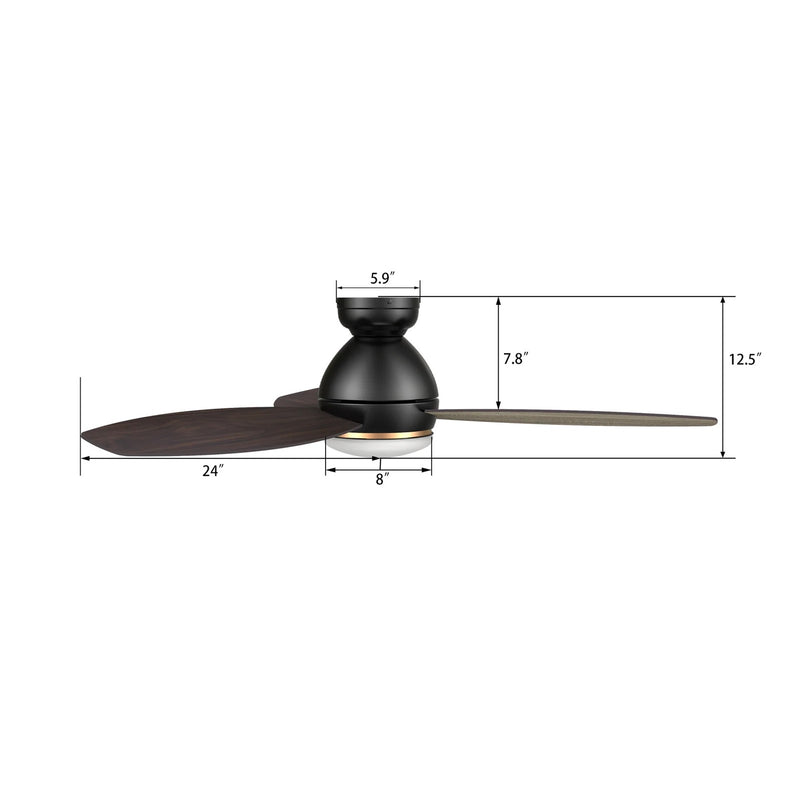 Carro Hobart 48in 3-Blade Smart Ceiling Fan | Black Barnwood Plywood Blades and Black Finish | Living Room & Covered Patio | Model SFR483Q6-L12-BG-1-FM