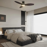 Carro Hobart 48in 3-Blade Smart Ceiling Fan | Black Barnwood Plywood Blades and Black Finish | Living Room & Covered Patio | Model SFR483Q6-L12-BG-1-FM