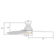 Carro Hobart 48in 3-Blade Smart Ceiling Fan | White Plywood Blades and White Finish | Living Room & Covered Patio | 48 x 48 x | Model SFR483Q6-L12-W1-1-FM