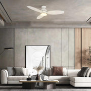 Carro Hobart 48in 3-Blade Smart Ceiling Fan | White Plywood Blades and White Finish | Living Room & Covered Patio | 48 x 48 x | Model SFR483Q6-L12-W1-1-FM