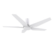 Carro Kaj 48in 5-Blade Flush Mount Smart Ceiling Fan | Modern White Plywood Blades with Glass Shade | Living Room & Covered | Model SFR485B-L22-W1-1-FM