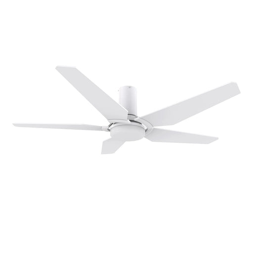 Carro Kaj 48in 5-Blade Flush Mount Smart Ceiling Fan | Modern White Plywood Blades with Glass Shade | Living Room & Covered | Model SFR485B-L22-W1-1-FM