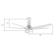 Carro Kaj 48in 5-Blade Flush Mount Smart Ceiling Fan | Modern White Plywood Blades with Glass Shade | Living Room & Covered | Model SFR485B-L22-W1-1-FM