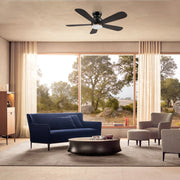Carro Dubois 48in 5-Blade Smart Ceiling Fan with LED Light | Black Barnwood Plywood Blades | Living Room & Covered Patio | 48 | Model SFR485Q-L12-BG-1-FM