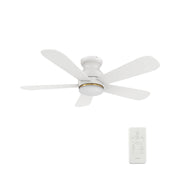 Carro Dubois 48in 5-Blade Smart Ceiling Fan with LED Light | White Plywood Blades | Living Room & Covered Patio | 48 x 48 x | Model SFR485Q-L12-W1-1-FM