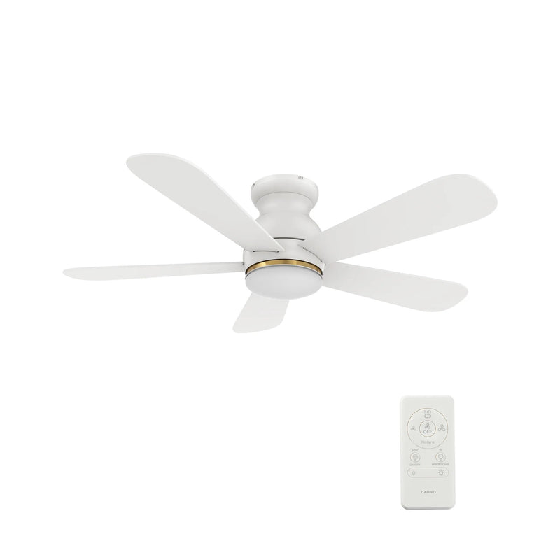 Carro Dubois 48in 5-Blade Smart Ceiling Fan with LED Light | White Plywood Blades | Living Room & Covered Patio | 48 x 48 x | Model SFR485Q-L12-W1-1-FM