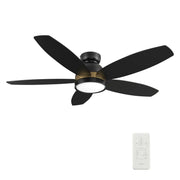 Carro Fremont 48in 5-Blade Flush Mount Smart Ceiling Fan | Black Gold Plywood Blades and Integrated LED | Living Room & | Model SFR485Q5-L12-B2-1-FMA