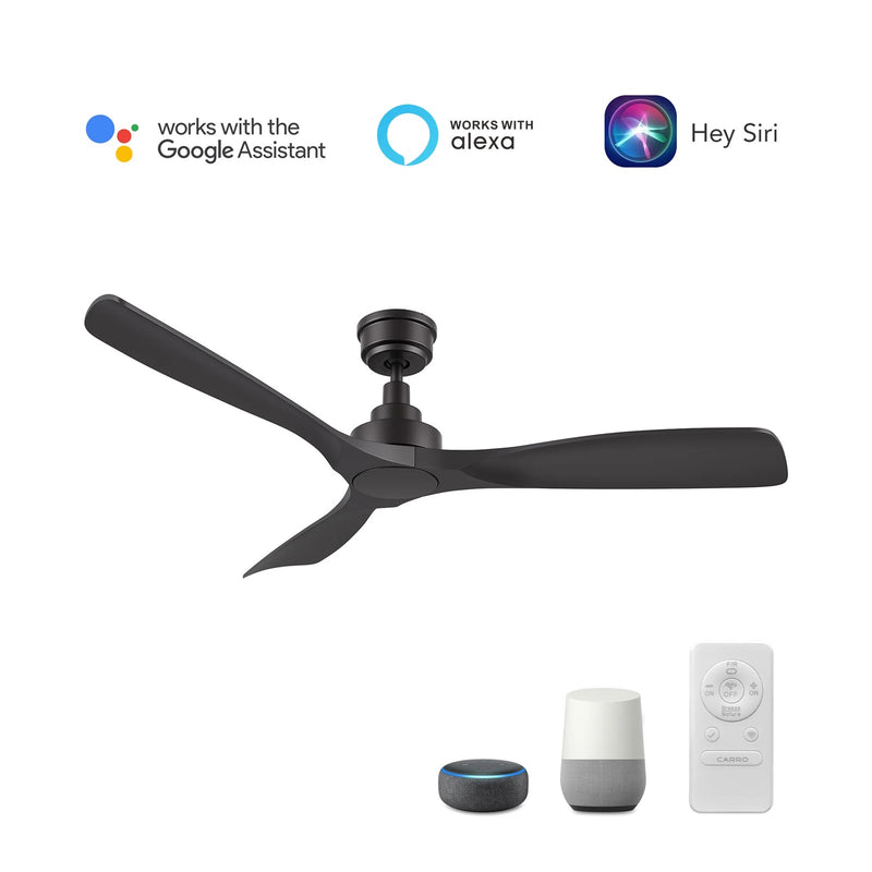 Carro Kiama 52in Smart Ceiling Fan | Black ABS Blades | Living Room & Bedroom | 52 x 52 x 11.7 in | Model SFR523A-N10-B2-1